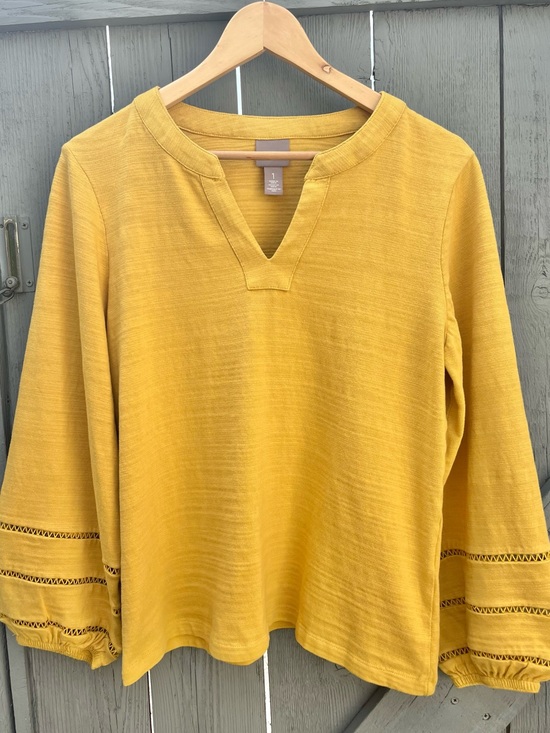 Chico's Tops - Chico's Cotton Blend V-Neck Knit Top Mustard Yellow Size Medium